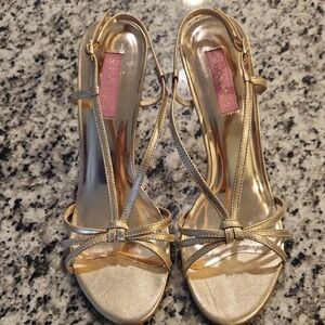 Lilly Pulitzer Strappy Metallic Gold Heels